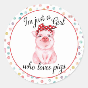 Adesivo Redondo Garotas Bonitas Pig Lover Sticker