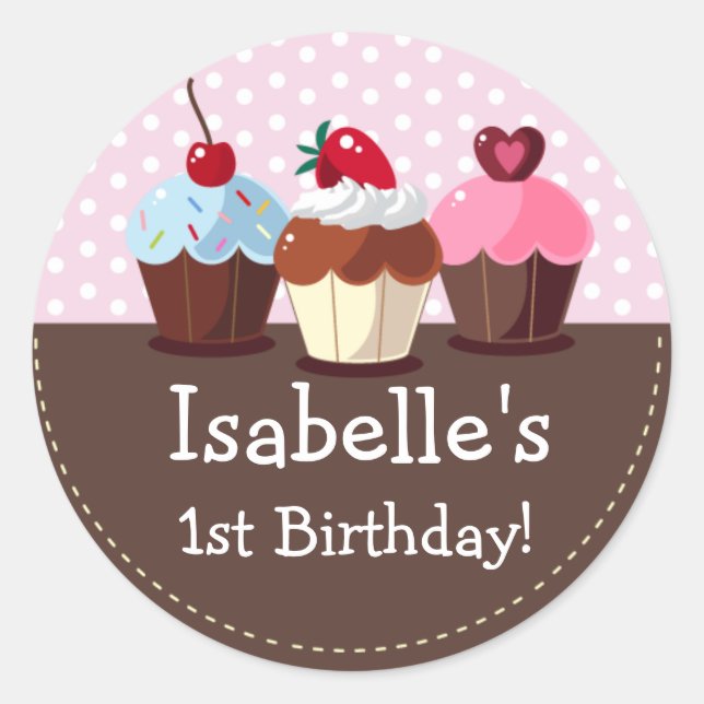 Adesivo Redondo Garotas Cupcakes Stickers (Frente)