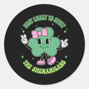 Adesivo Redondo Garotas Cute Shamrock Mais Prováveis de Iniciar a