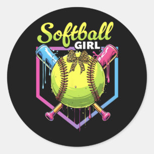 Adesivo Redondo Garotas de Softbol Sorvete Drip Juventude Softll G