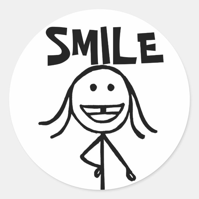 Adesivo Redondo Garotas dentadas, SMILE Stickers (Frente)