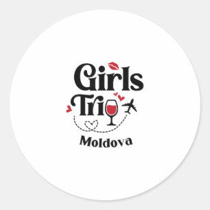 Adesivo Redondo Garotas do Vinho Fofas Viagem Moldova Férias