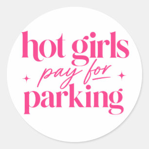 Adesivo Redondo Garotas Gatas Pagam o Estacionamento