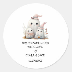 Adesivo Redondo garotinha fofa Primeiro Halloween Baby shower
