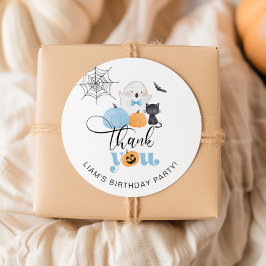 Adesivo Redondo Garoto assustador festa de aniversário de Hallowee