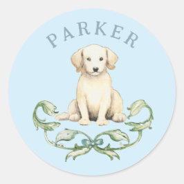 Adesivo Redondo Garoto-Bebê-Cachorro