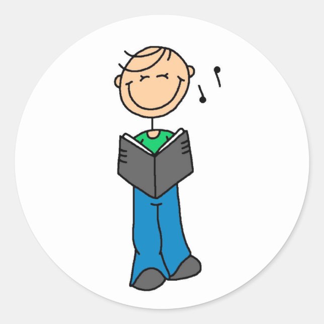 Adesivo Redondo Garoto Cantando Vinheta (Frente)