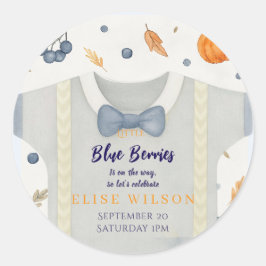 Adesivo Redondo Garoto chá de fraldas de outono, macacão invita