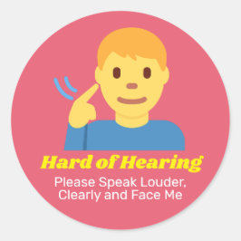 Adesivo Redondo Garoto com Duro de audição