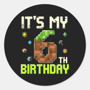 Adesivo Redondo Garoto de Aniversário Engraçado É Meu 6º Aniversár