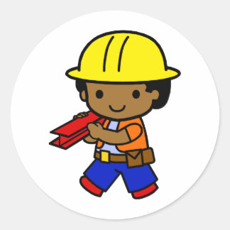 Adesivo Redondo Garoto de Construção