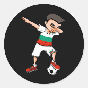 Adesivo Redondo Garoto de Futebol Dabbing - Camisa da Bulgária Búl