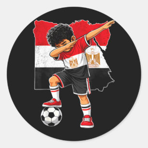Adesivo Redondo Garoto do Egito de Jersey do Egito de Futebol Dabb