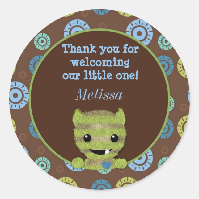 Adesivo Redondo GAROTO MONSTER Peek a Boo vazio PABC nº 1 (Frente)