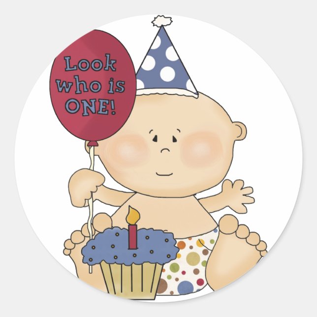 Adesivo Redondo Garoto, olha quem é um Camiseta e presentes (Frente)