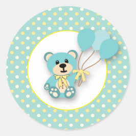 Adesivo Redondo Garoto ou Garota Verde Polkadot Bear Stickers