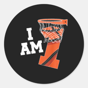 Adesivo Redondo Garoto primeiro aniversario De Basquete Crianças D