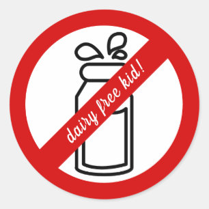 Adesivo Redondo Garoto sem leite! Alerta de Alergia Leiteira para 