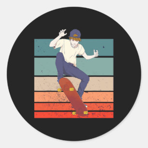 Adesivo Redondo Garoto Skatista Garoto Skate Skate Cultura Anime F