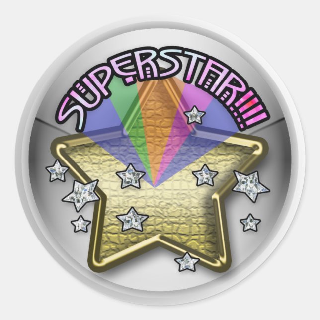 Adesivo Redondo garoto superstar (Frente)