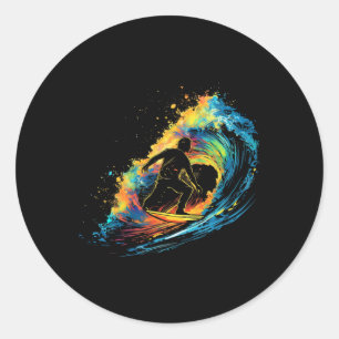 Adesivo Redondo Garoto Surfista Colorido No Surf Masculino