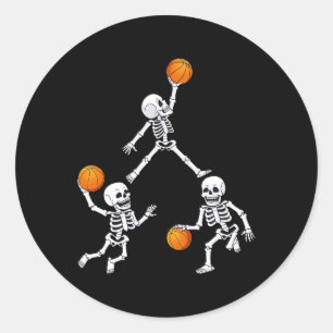 Adesivo Redondo Garotos De Bolhas De Halloween Skeleton Dunking