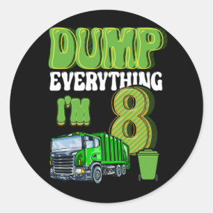 Adesivo Redondo Garotos Reciclagem Lixo de 8 anos Caminhão de Lixo