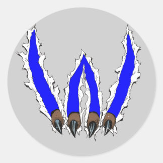 Adesivo Redondo Garra Selvagem Atravessando Design - Azul