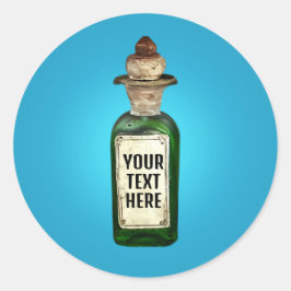 Adesivo Redondo Garrafa antiga com rótulo