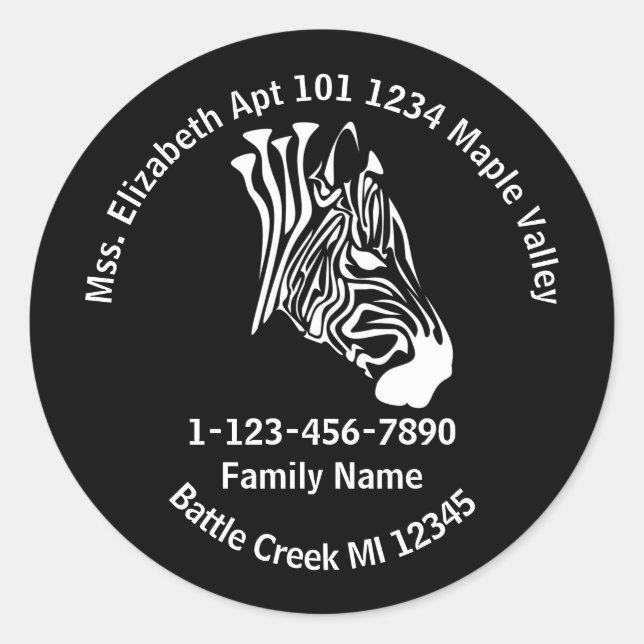 Adesivo Redondo Garrafa Branca Perdida da Família Zebra Garrafa (Frente)