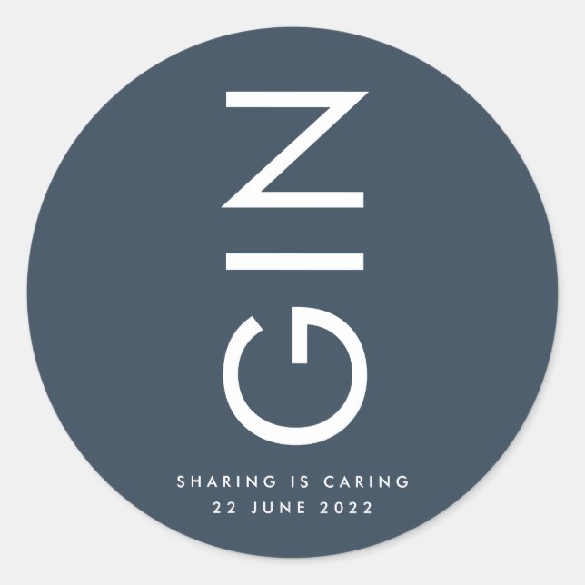 Adesivo Redondo Garrafa de Bebida com Monograma Azul-Marinho Ultra (Frente)