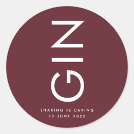 Adesivo Redondo Garrafa de Bebida com Monograma Vermelho Borgonha