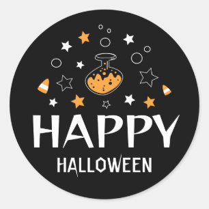 Adesivo Redondo garrafa de poção de halloween feliz