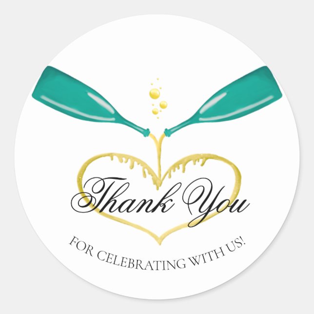 Adesivo Redondo Garrafas de Champanhe Vestidos Clássicos De Casame (Frente)