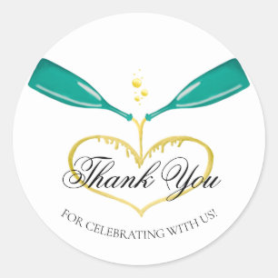 Adesivo Redondo Garrafas de Champanhe Vestidos Clássicos De Casame