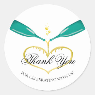 Adesivo Redondo Garrafas de Champanhe Vestidos Clássicos De Casame