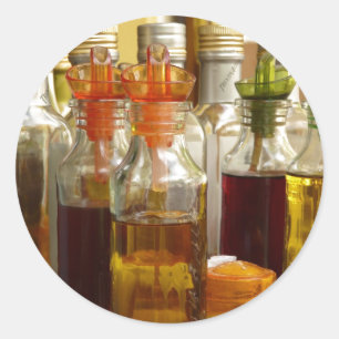 Adesivo Redondo Garrafas de óleo do vintage