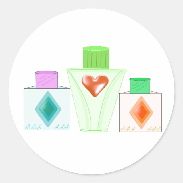 Adesivo Redondo Garrafas de perfume e de loção (Frente)