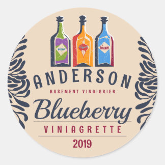 Adesivo Redondo Garrafas de vinagre fruta ou vinagre aromatizado c