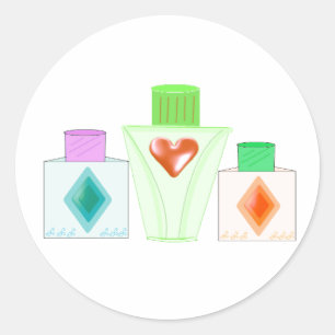 Adesivo Redondo Garrafas do perfume e da loção