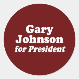 ADESIVO REDONDO GARY JOHNSON PARA O PRESIDENTE
