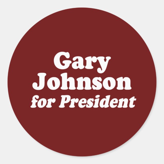 ADESIVO REDONDO GARY JOHNSON PARA PRESIDENTE (Frente)