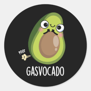 Adesivo Redondo Gasvocado Engraçado Fazendo Avocado Pun Dark BG