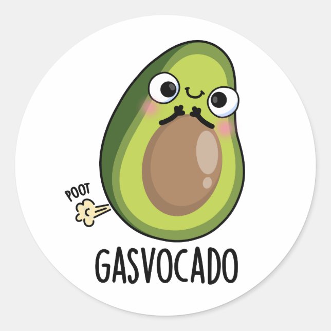 Adesivo Redondo Gasvocado Funny Fazendo Farsa Avocado Pun (Frente)