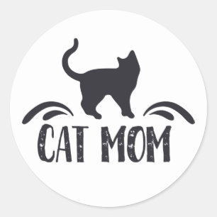 Adesivo Redondo Gata Divertida Louca Mãe Gatinho Gatinhos