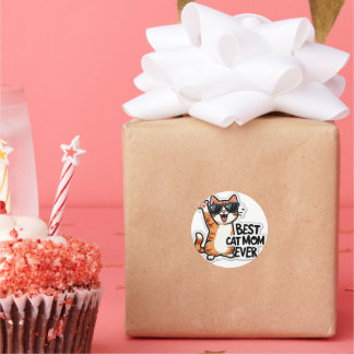 Adesivo Redondo gata-mãe sempre cola