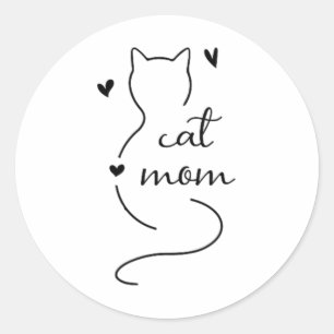 Adesivo Redondo Gata Mama Gato Mama Mama Gatinho Kitten Ca