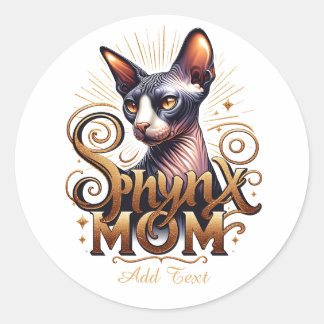 Adesivo Redondo Gata Sphynx Personalizada Dia das Mães 