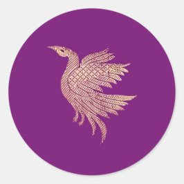 Adesivo Redondo Gateiro Dourado e púrpura de aves