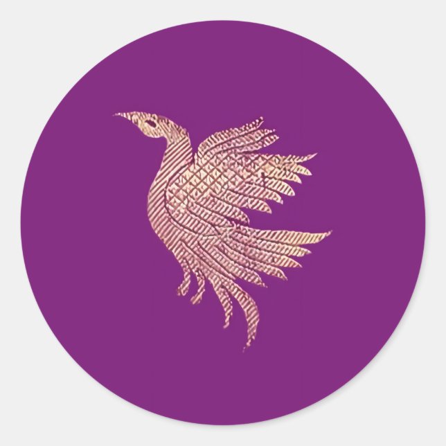 Adesivo Redondo Gateiro Dourado e púrpura de aves (Frente)